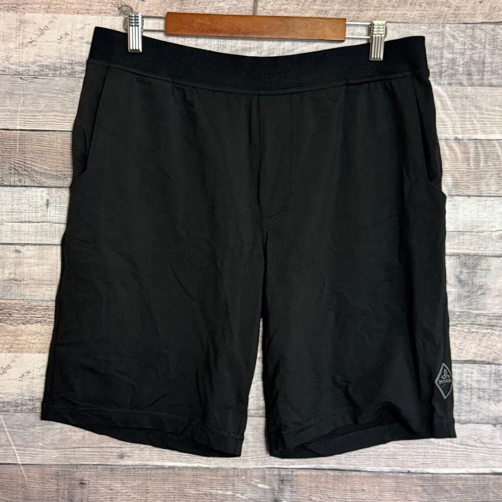 Prana Mojo Chakara Yoga Shorts Mens Large Black Stretch Hiking Outdoors
